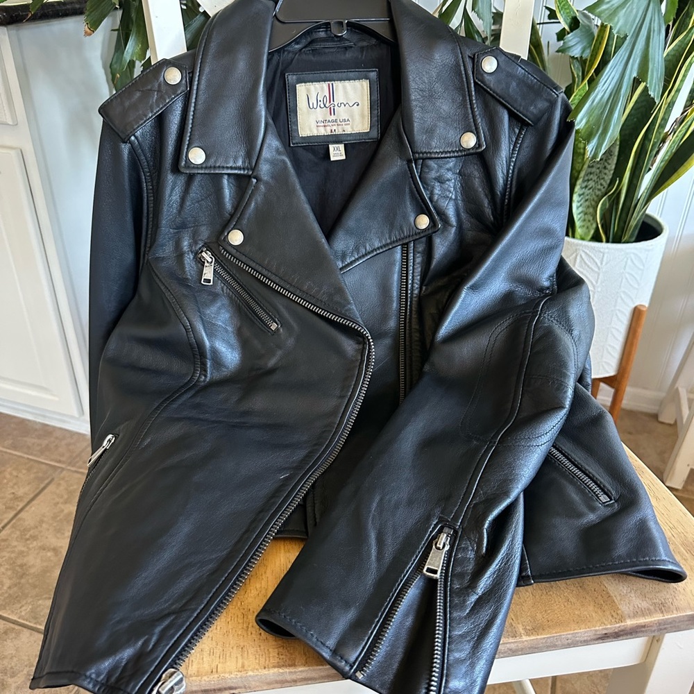 Wilson biker black leather jacket